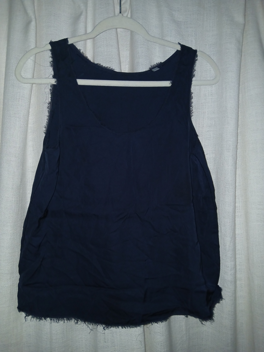 Vince Navy Raw-Edge Sleeveless Tank